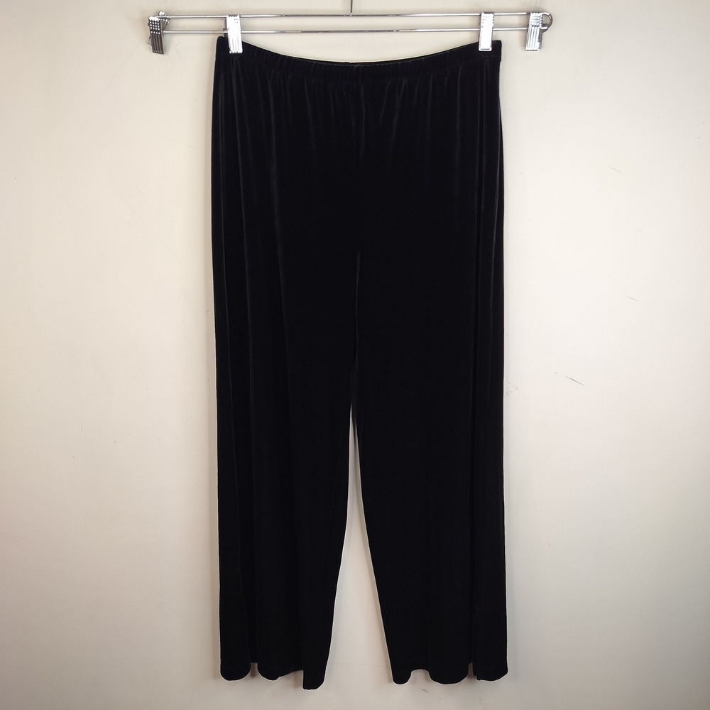 Chico's Velvet Pants Women Size 2 Short / Petite Large High‎ Waist Wide Leg